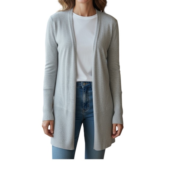 Premise Light Gray Neutral Sz L Open Front Cardigan Long Sleeve | NWOT - Picture 1 of 8